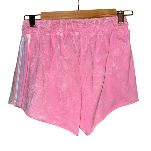 NWT BLOOM + POP Pink Stripe Acid Wash Raw Edge Juniors Short Shorts Barbiecore S - Picture 4 of 12
